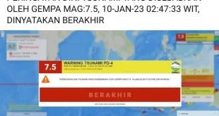 BMKG Akhiri Peringatan Tsunami Pascagempa M7,6 Talaud