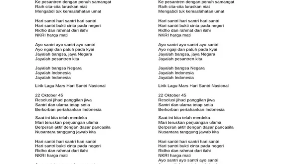 Lirik Mars Hari Santri & Makna Perayaan Hari Santri Nasional 2025