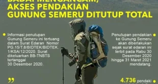 Pendakian Gunung Semeru Ditutup Total Karena Erupsi Tinggi
