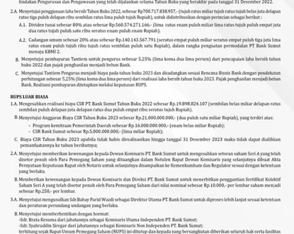 Penguatan Modal Bank Sumut Lewat Inbreng Aset Non-Tunai 2025